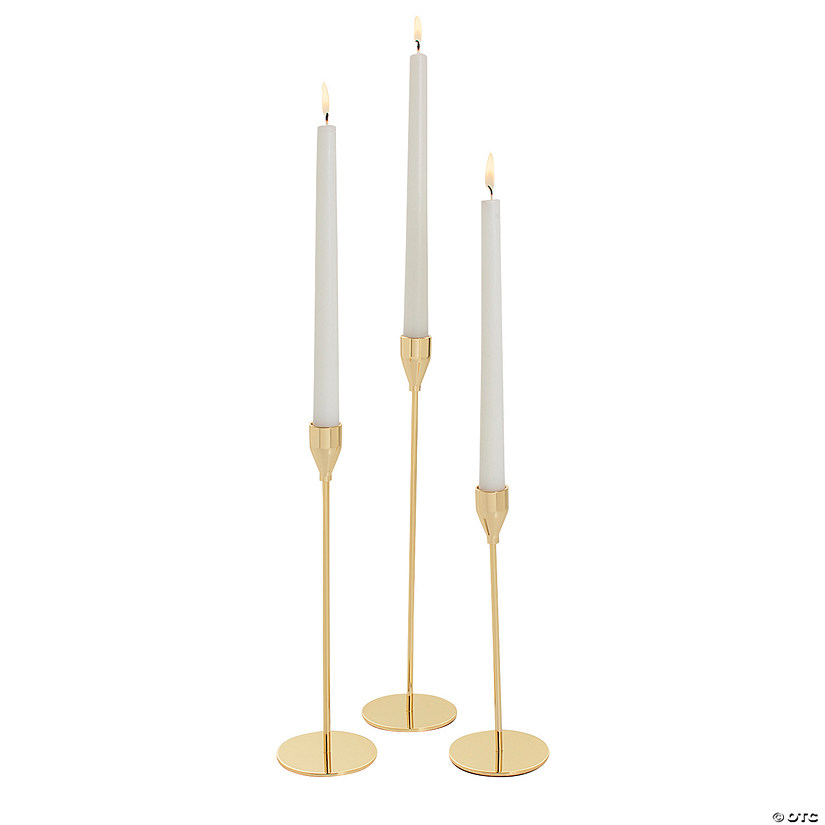 Gold Holders with Taper Candles Kit - 24 Pc. Image