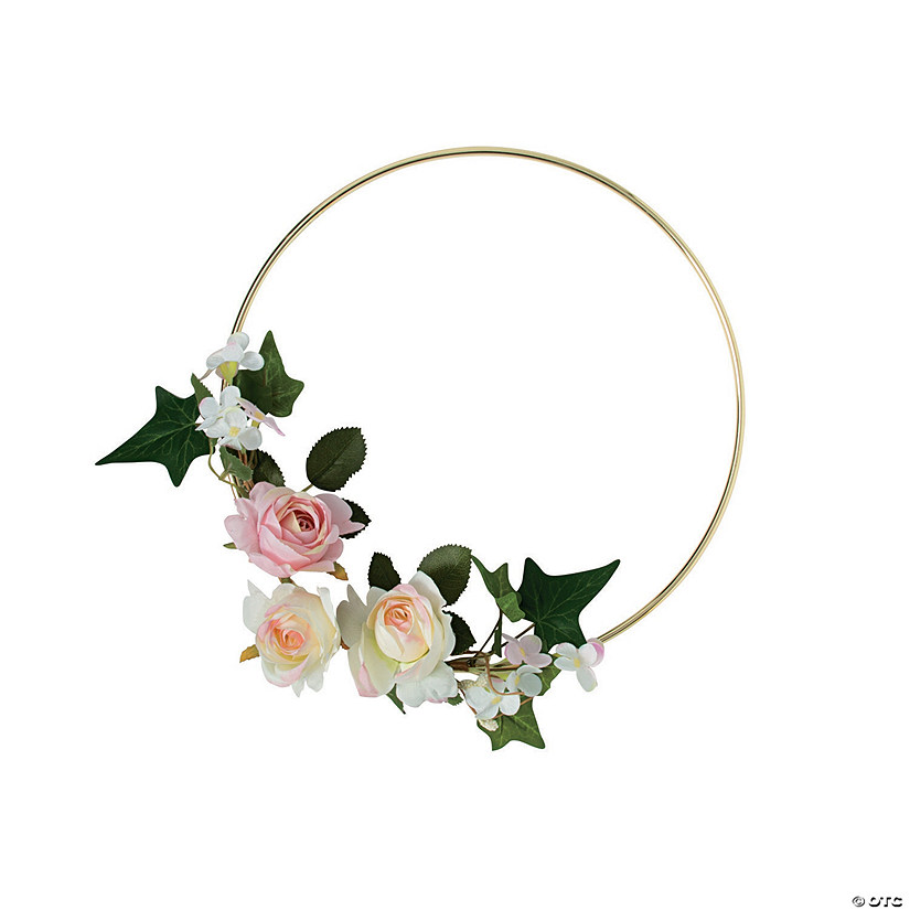 Gold Hoop Decoration with Pink Floral Accents Image