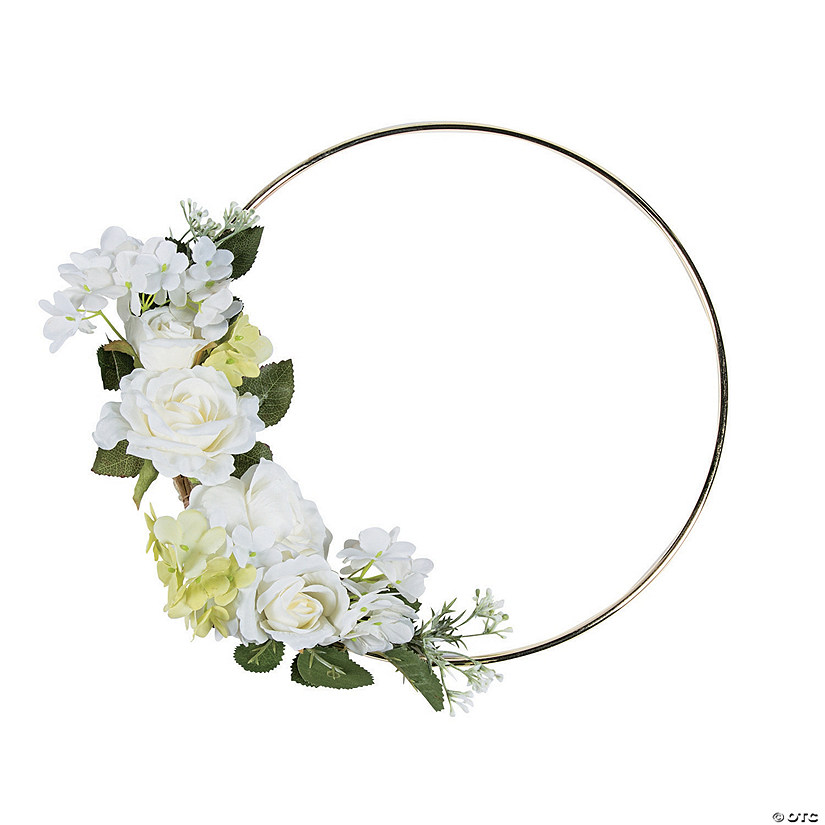 Gold Hoop with White Floral Accent Image