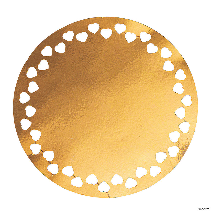 Gold Laser-Cut Charger Placemats with Hearts - 24 Pc. Image