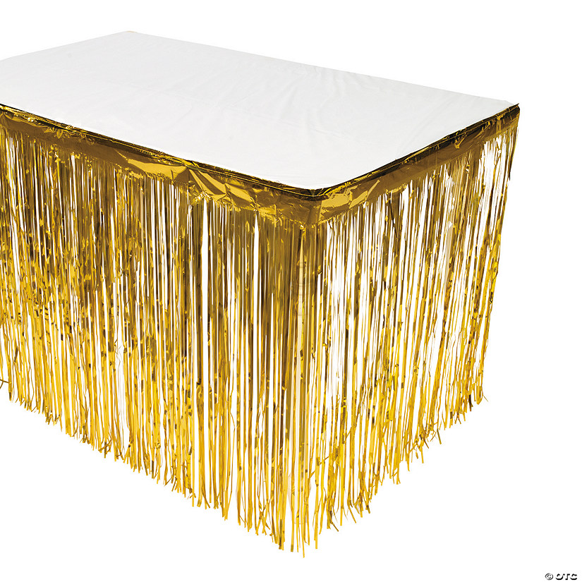 Gold Metallic Fringe Plastic Table Skirt Oriental Trading