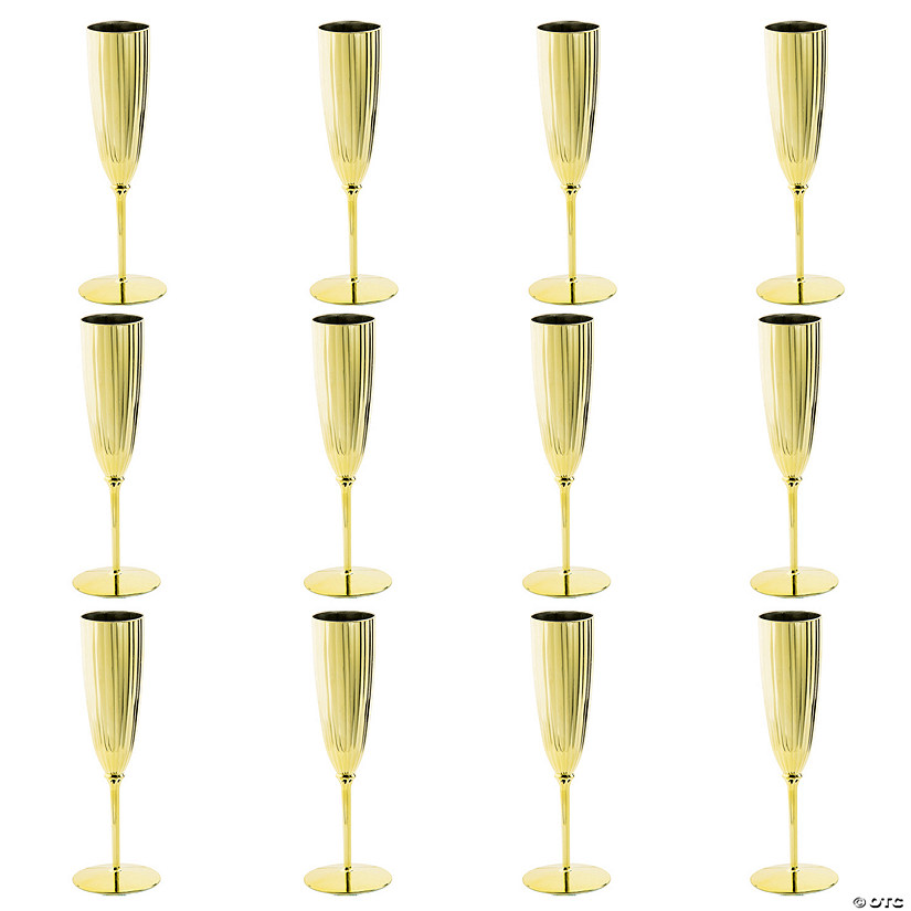 Gold Metallic Plastic Champagne Flutes Oriental Trading