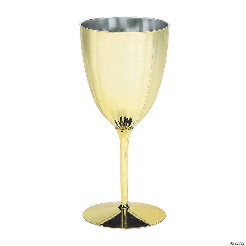 Gold Metallic Plastic Wine Glasses Oriental Trading