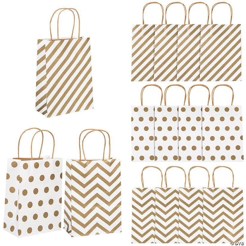 Gold Pattern Metallic Kraft Paper Bags Oriental Trading