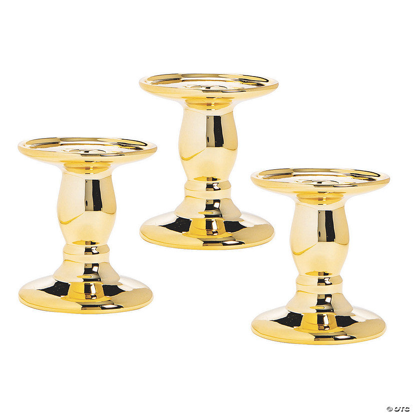 Gold Reflective Candle Holders - 3 Pc. Image
