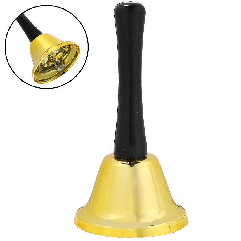 Gold Ringing Hand Bell - Loud Metal Handheld Ring Tea Bell for Calling Attention and Assistance Image