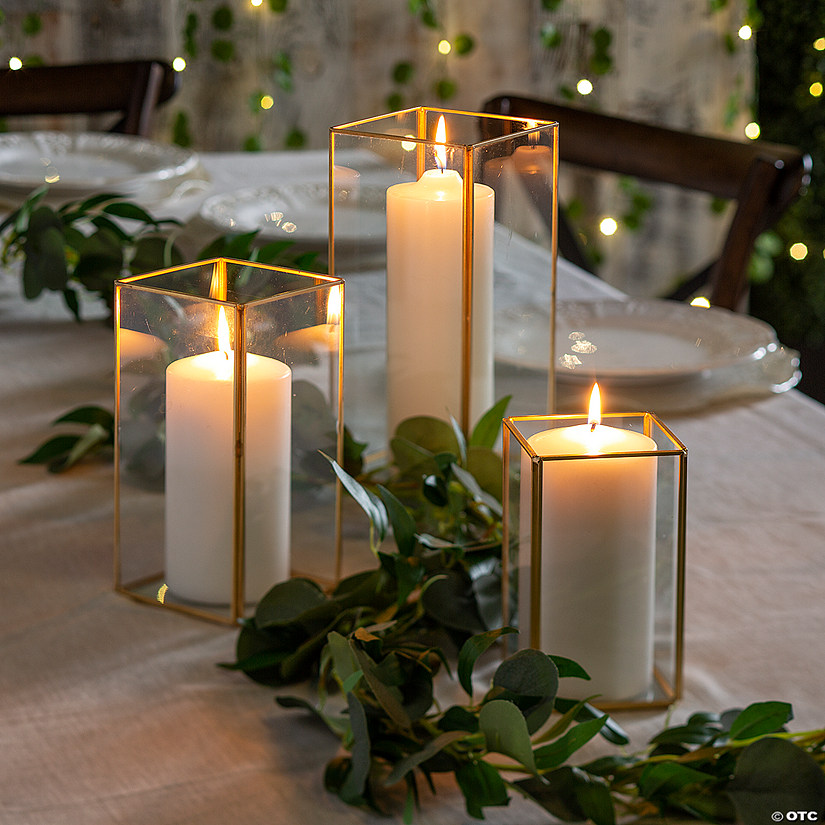 Gold Square Candle Holders with Candles Decorating Kit - 7 Pc. Image
