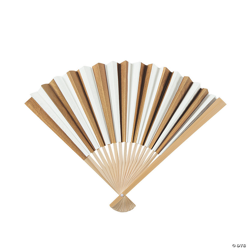 Gold Stripe Folding Hand Fans Oriental Trading