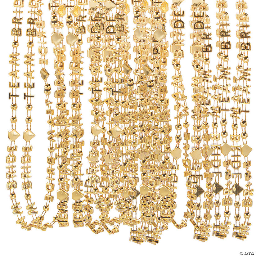 Gold Team Bride Beaded Necklaces - 24 Pc. Image