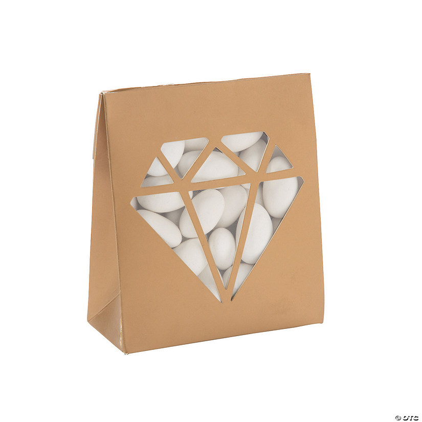 Gold Tented Favor Boxes with Diamond-Shaped Window - 12 Pc. Image