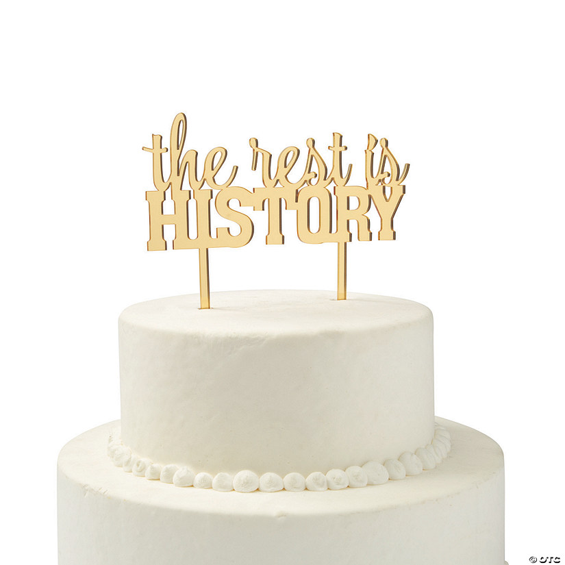 Gold The Rest is History Wedding Cake Topper Image
