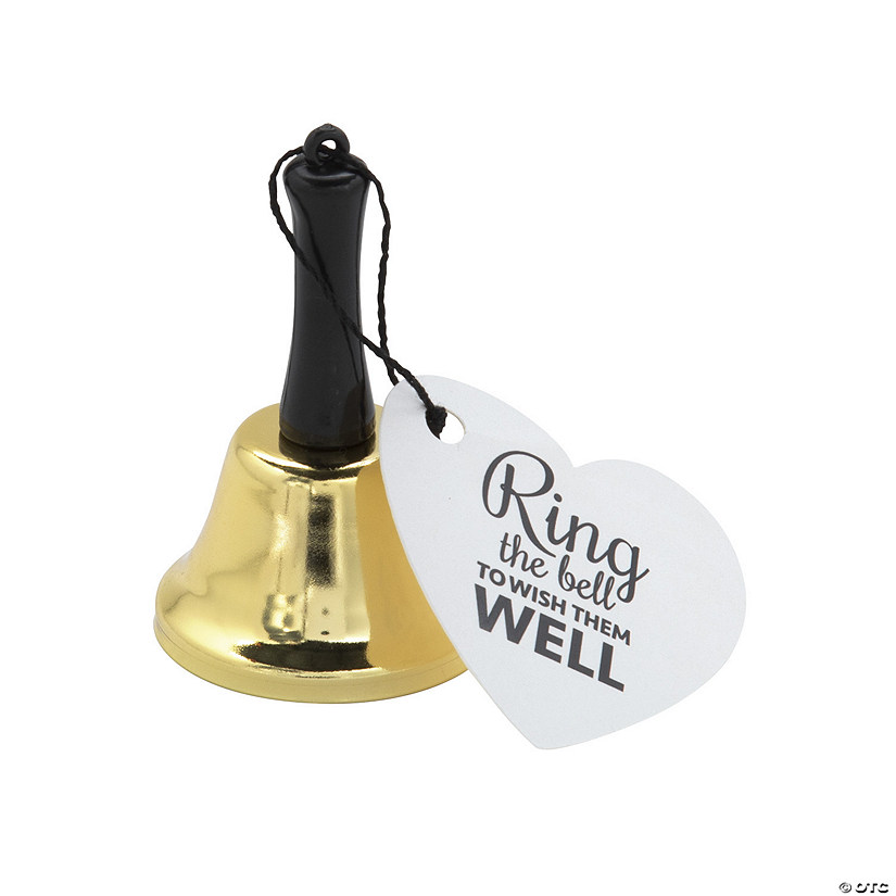 Gold Wedding Kissing Bells with Tag - 12 Pc. Image