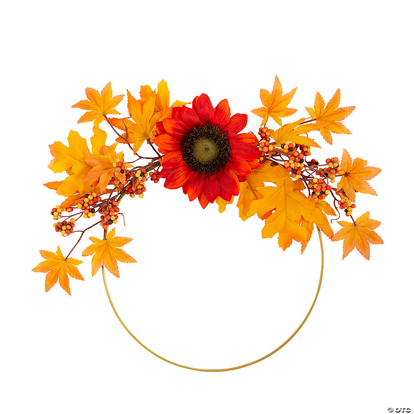 Gold Wreath with Autumn Sunflower Leaf Accents Image