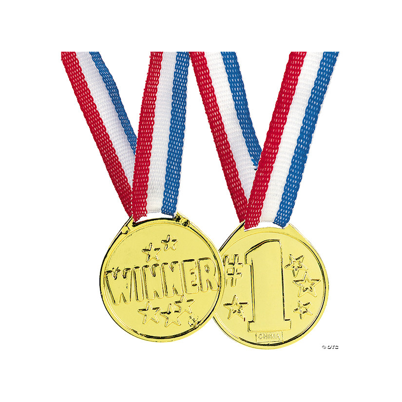 Goldtone Winner Medals - 12 Pc. Image