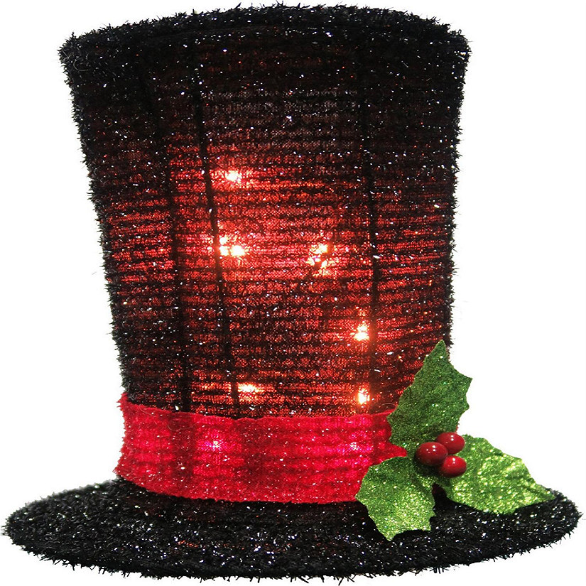 Good Tidings C2574701075 Holiday Black Hat LED Tinsel Fabric Tree Topper, 8.5 Inches Image