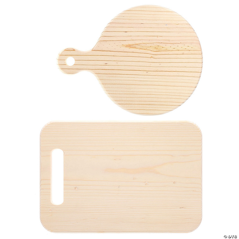 Good Wood By Leisure Arts Wood Set Cutting Board Circle w/Handle & Rect Image