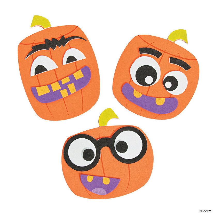 Goofy Face Halloween Pumpkin Magnet Craft Kit - Makes 12 Image