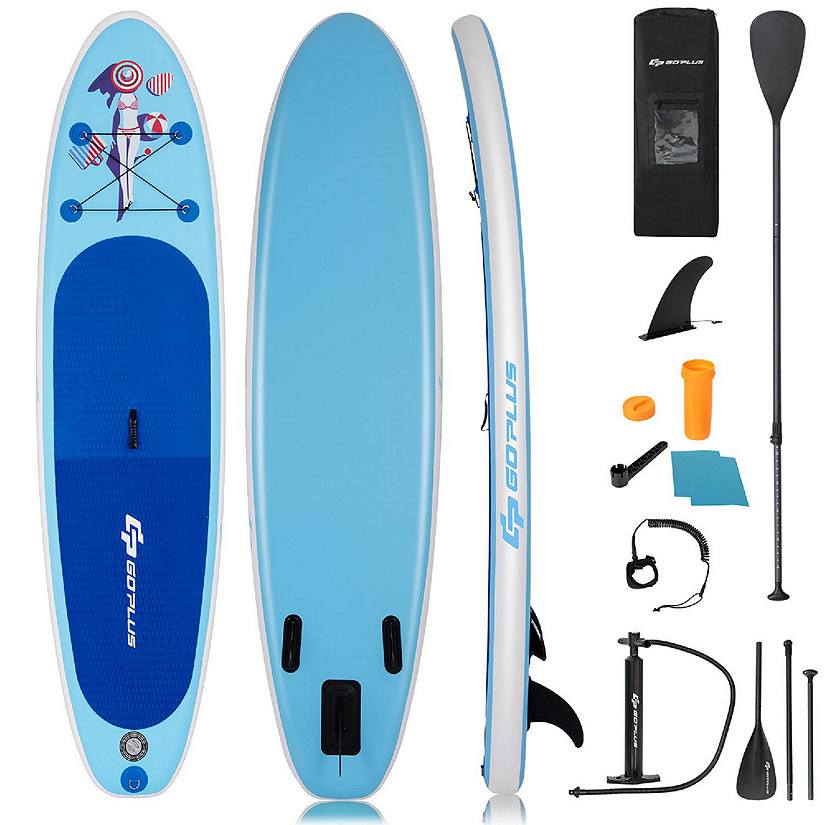 Goplus 10' Inflatable Stand Up Paddle Board SUP W/Adjustable Paddle Pump Leash Image