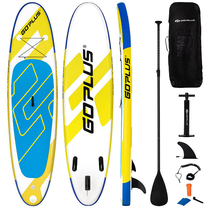 Goplus 11ft Inflatable Stand Up Paddle Board 6'' Thick W/Leash  Backpack Aluminum Paddle Yellow Image