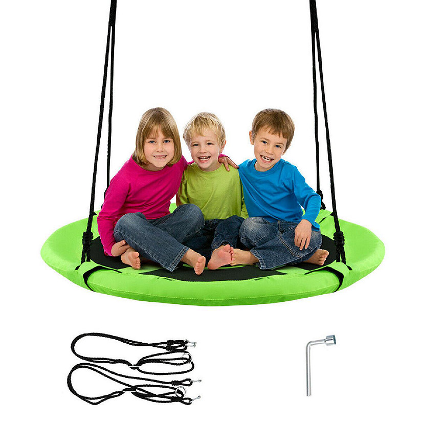 Goplus 40'' Flying Saucer Tree Swing Indoor Outdoor Play Set Swing for Kids Green Image