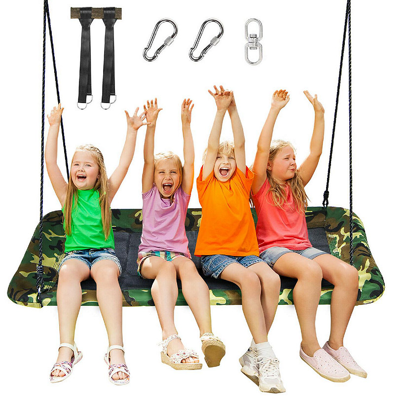 Goplus 700lb Giant 60''Platform Tree Swing w/ 2 Hanging Strap Camo Image