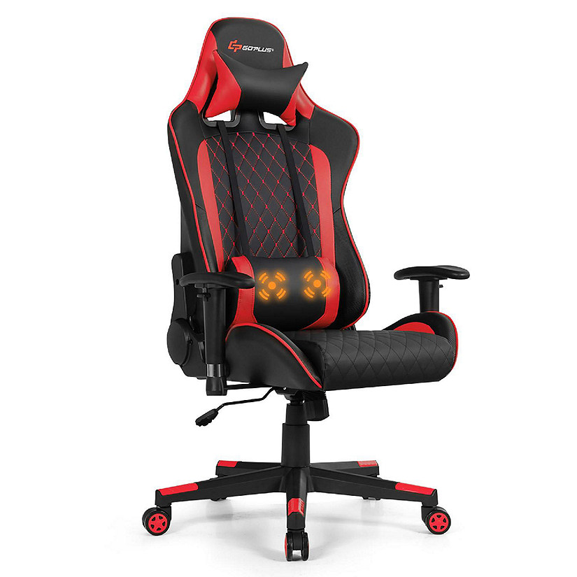 Goplus Gaming Chair Reclining Racing Chair w/Lumbar Support and Headrest Red Image