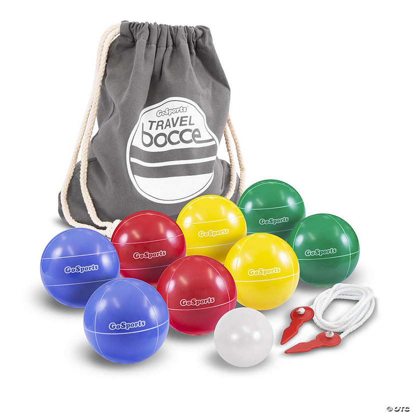 Gosports 65mm travel size mini bocce game set with 8 balls, pallino, tote bag and measuring rope Image