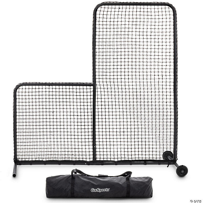 GoSports 7 ft Proper 7 ft PRO Baseball & Softball L Screen - Pitcher Protection Net with Wheels and Carrying Case Image