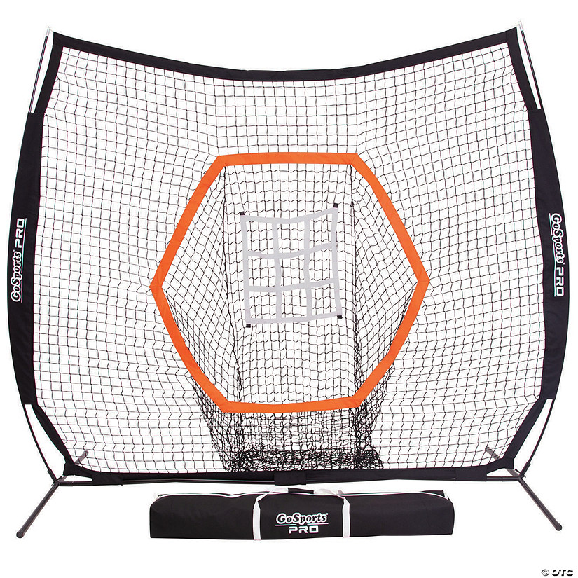 GoSports 7&amp;#8217;x7&amp;#8217; PRO Baseball &amp; Softball Practice Hitting &amp; Pitching Net with Bow Type Frame, Carry Case and Bonus Strike Zone, Ultimate Training Net Image