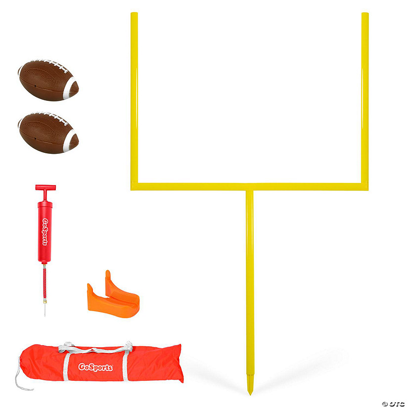 Gosports football field goal post set with 2 footballs and kicking tee - life sized backyard field goal for kids and adults - 6' standard Image