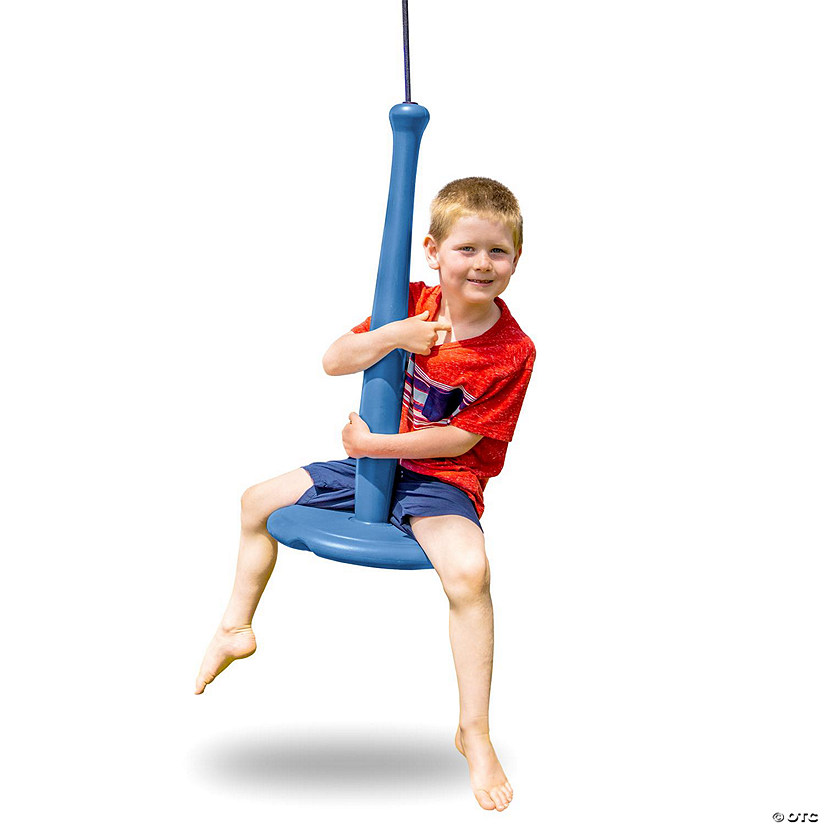 Gosports free flight modern tree swing with rope and carabiner - all-weather outdoor kids swing, blue Image