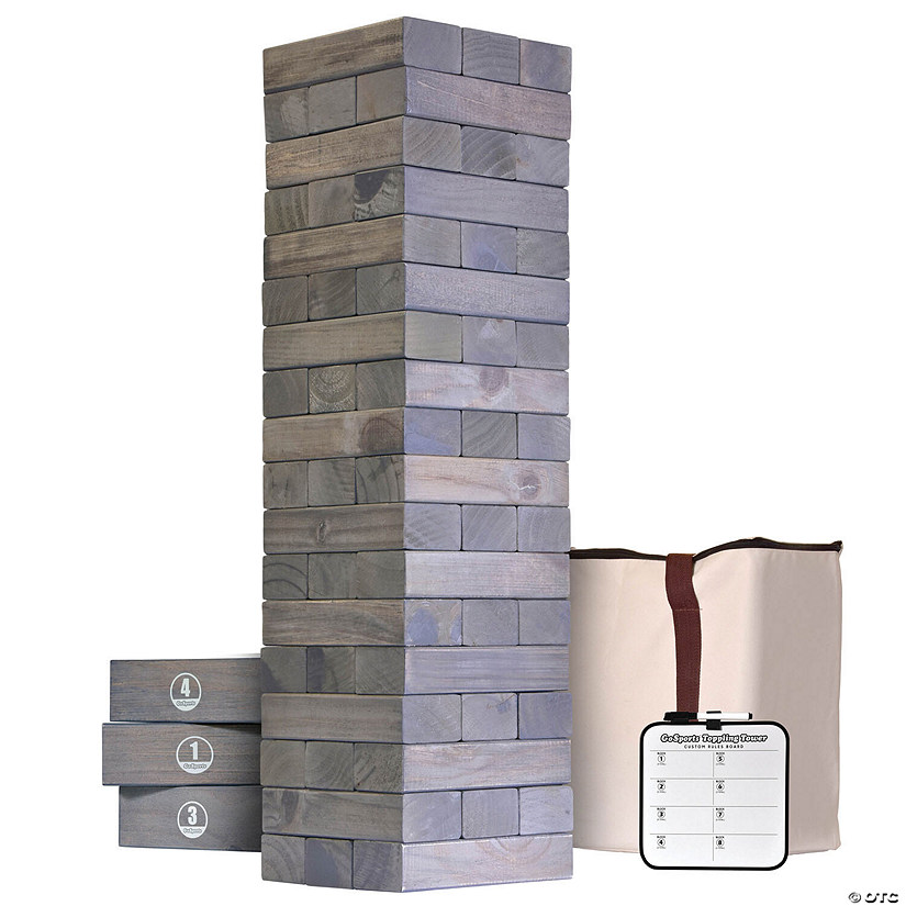 GoSports Giant Wooden Toppling Tower - Grey Image