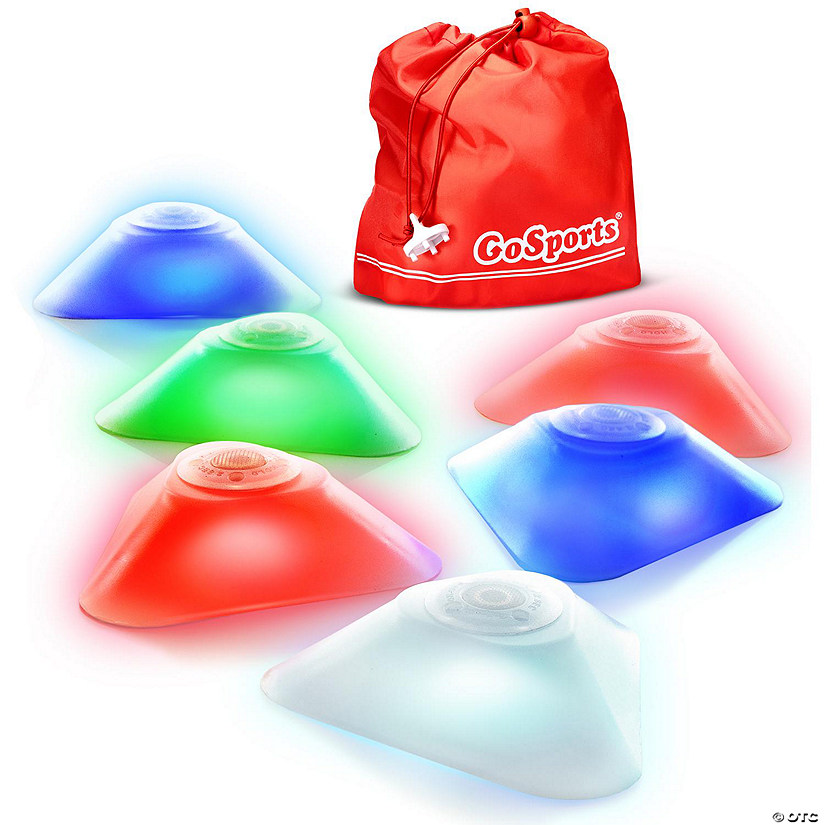 Gosports modern light up cones - cycle between 4 led colors for sports, traffic safety, and glow in the dark games - 6 pack Image