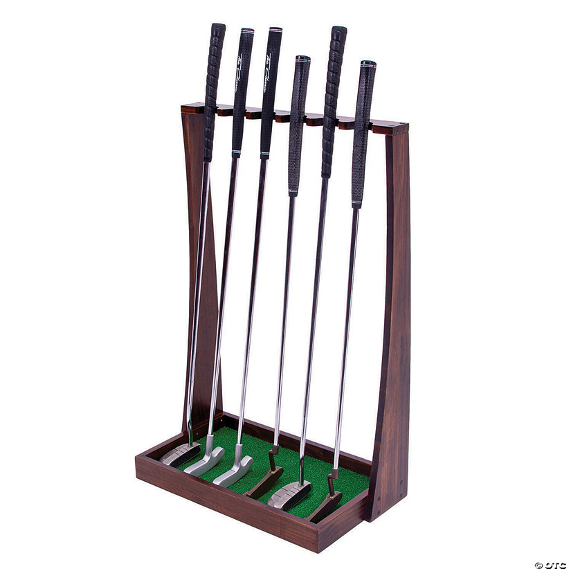 GoSports Premium Wooden Golf Putter Stand - Indoor Display Rack - Holds 6 Clubs Image