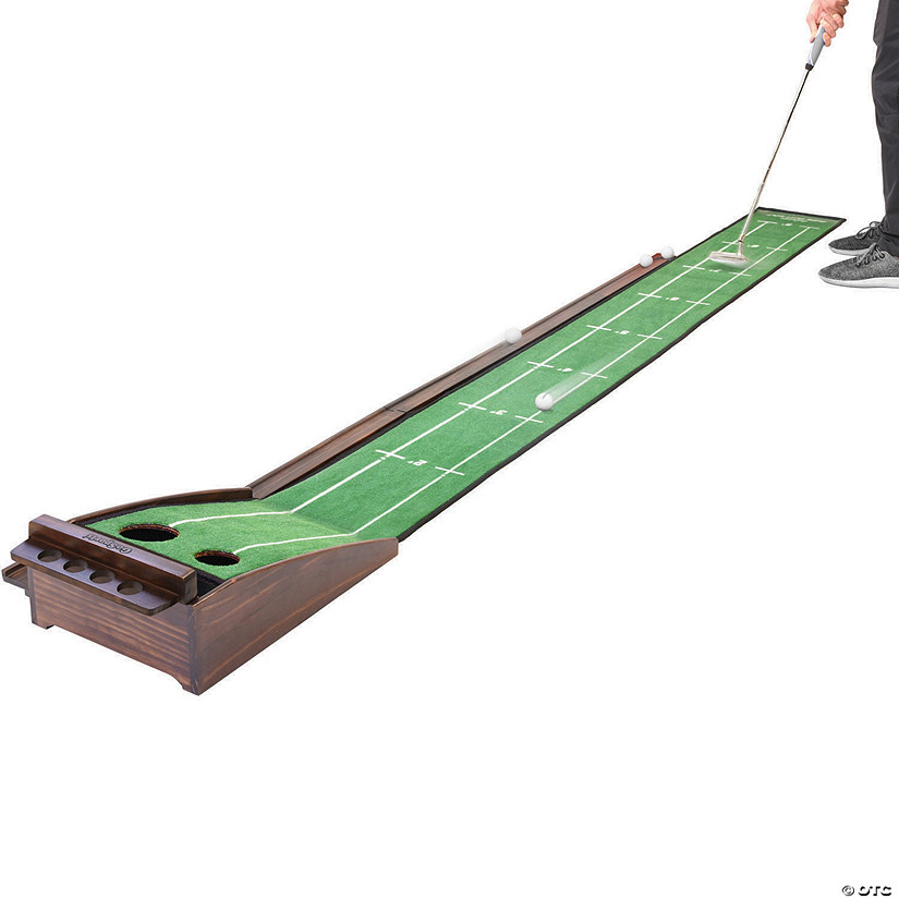 GoSports Pure Putt Golf 9' Putting Green Ramp - Premium Wood Training Aid for Home & Office Putting Practice, Includes 9' Putting Green and 4 Golf Balls Image
