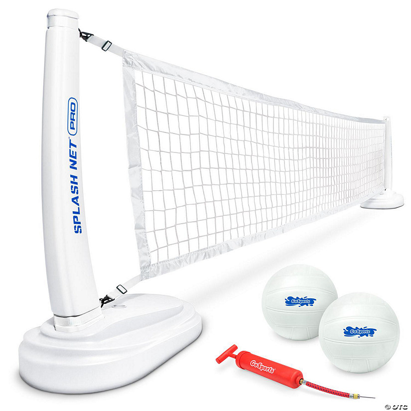 GoSports Splash Net PRO Pool Volleyball Net - Includes 2 Water Volleyballs and Pump - White Image