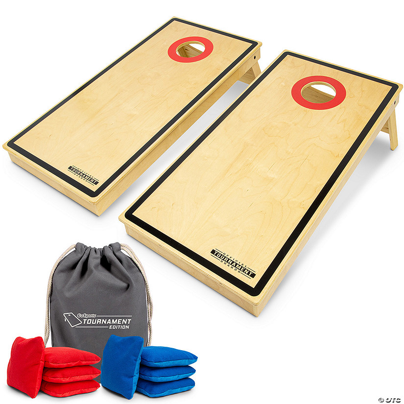 GoSports Tournament Edition Regulation Cornhole Game Set - 4 ft x 2 ft Wood Boards with 8 Dual Side (Slide and Stop) Bean Bags Image