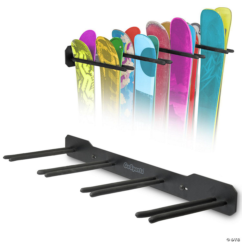GoSports Wall Mounted Ski and Snowboard Storage Rack - Holds 8 Pairs of Skis or 4 Snowboards Image
