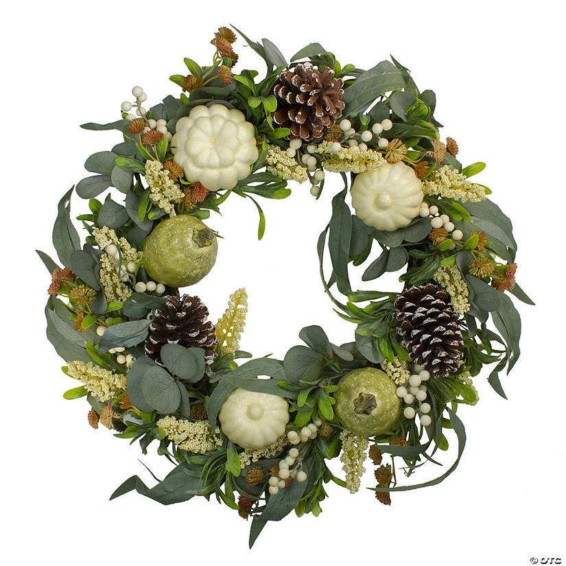 Gourds and Foliage Artificial Thanksgiving Wreath - 24-Inch  Unlit Image