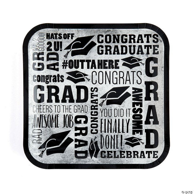 Grad Messages Graduation Party Square Paper Dinner Plates - 8 Ct. Image