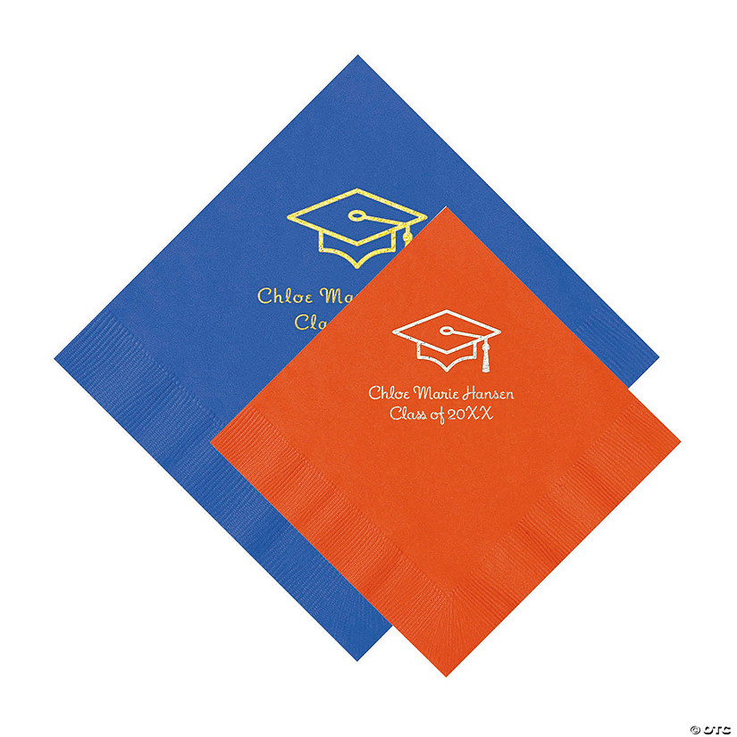 Grad Mortarboard Personalized Napkins - 50 Pc. Beverage or Luncheon Image