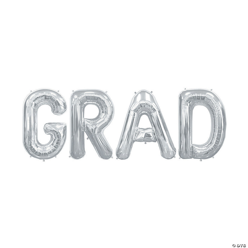Grad Silver Letter 36" Mylar Balloon Word Kit - 4 Pc. Image