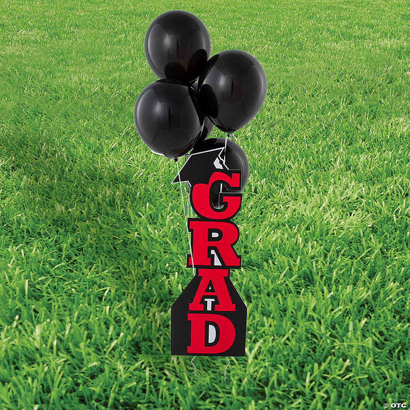 Grad Vertical Yard Sign Kit with 11" Black Latex Balloons - 21 Pc. Image