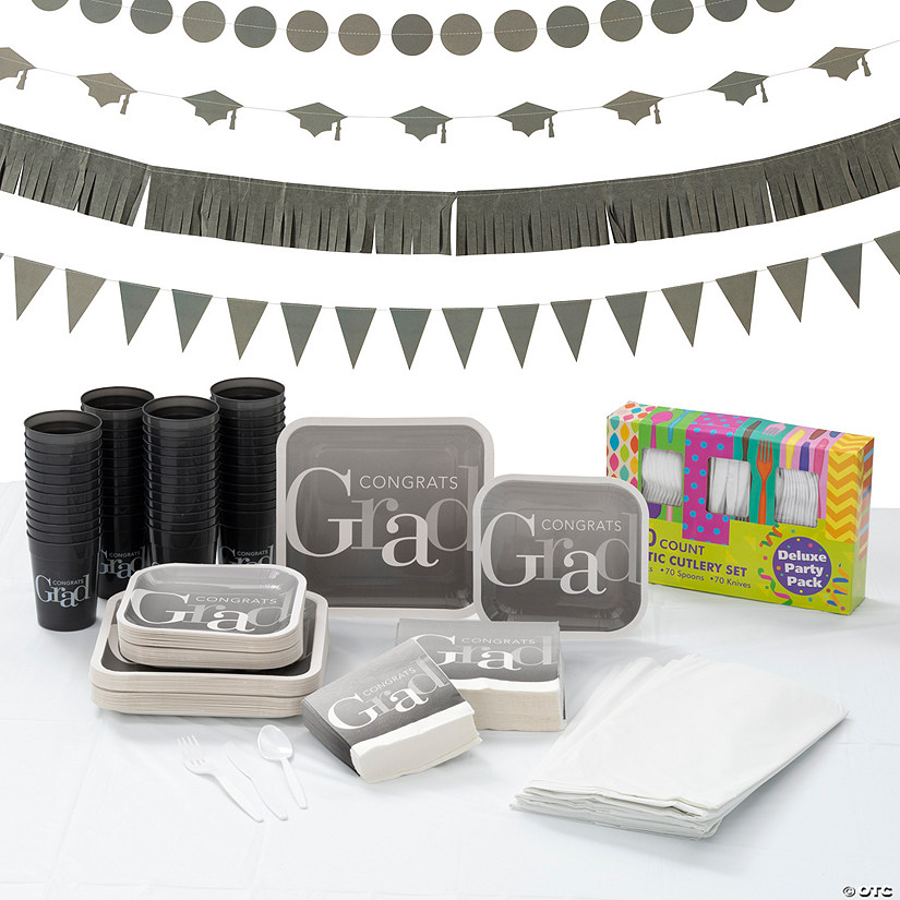 Graduation Elevated Party Deluxe Tableware Kit for 50 Guests Oriental
