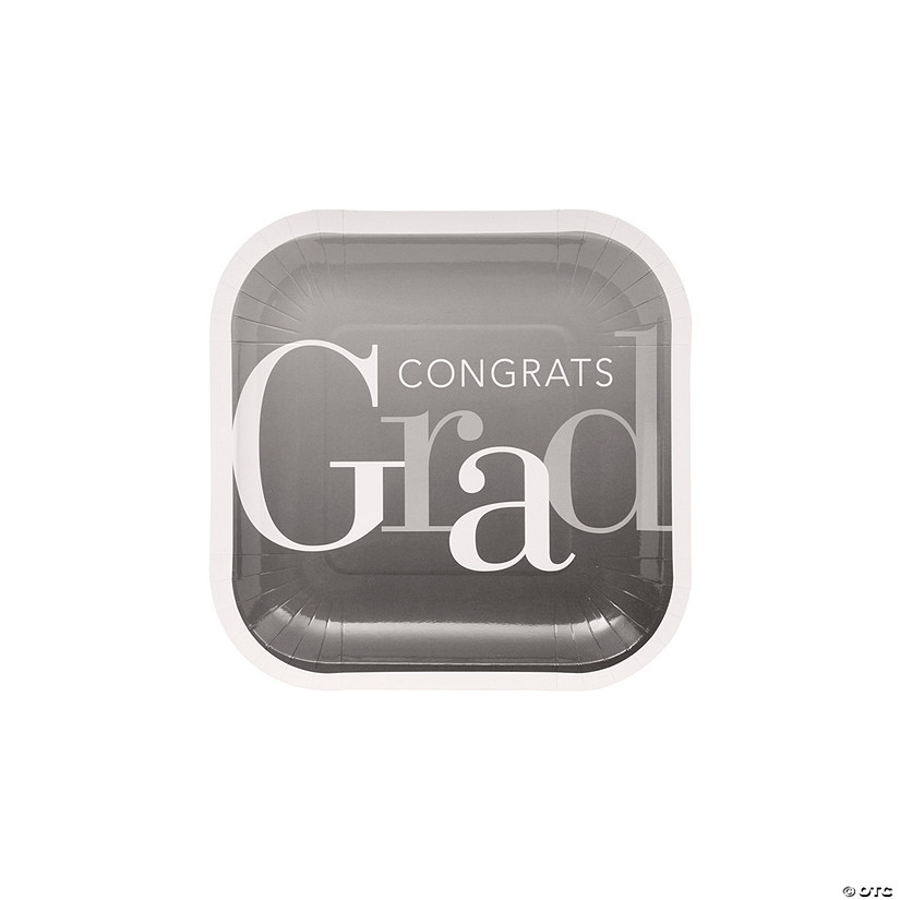 Graduation Elevated Party Square Paper Dessert Plates 25 Ct