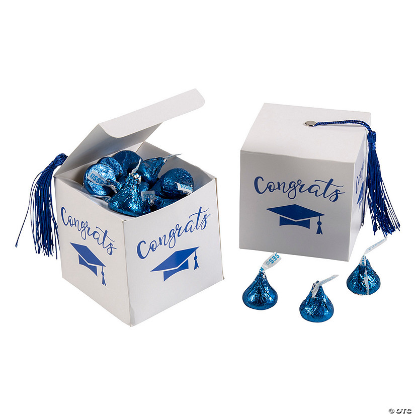 Graduation Favor Boxes with Blue Tassel & Blue Hershey&#8217;s<sup>&#174;</sup> Kisses<sup>&#174;</sup> Kit for 25 Image