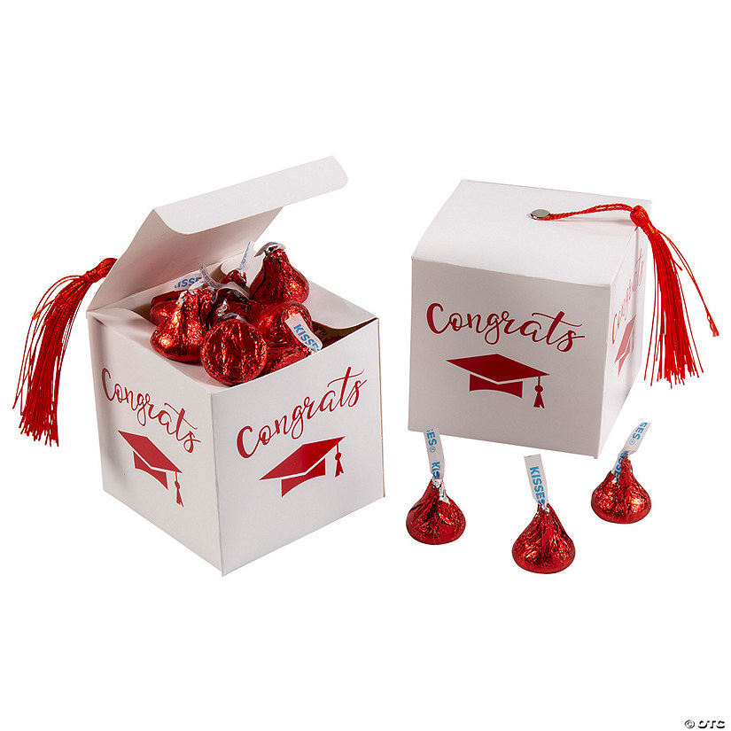 Graduation Favor Boxes with Red Tassel & Red Hershey&#8217;s<sup>&#174;</sup> Kisses<sup>&#174;</sup> Kit for 25 Image