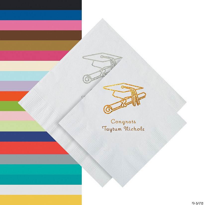 Personalized Gold Burgundy Graduation Beverage Napkins Discontinued