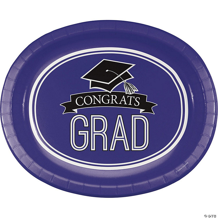 Graduation School Spirit Purple Oval Plates Image