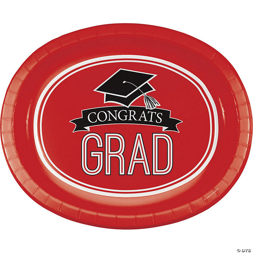 Graduation School Spirit Red Oval Plates Image